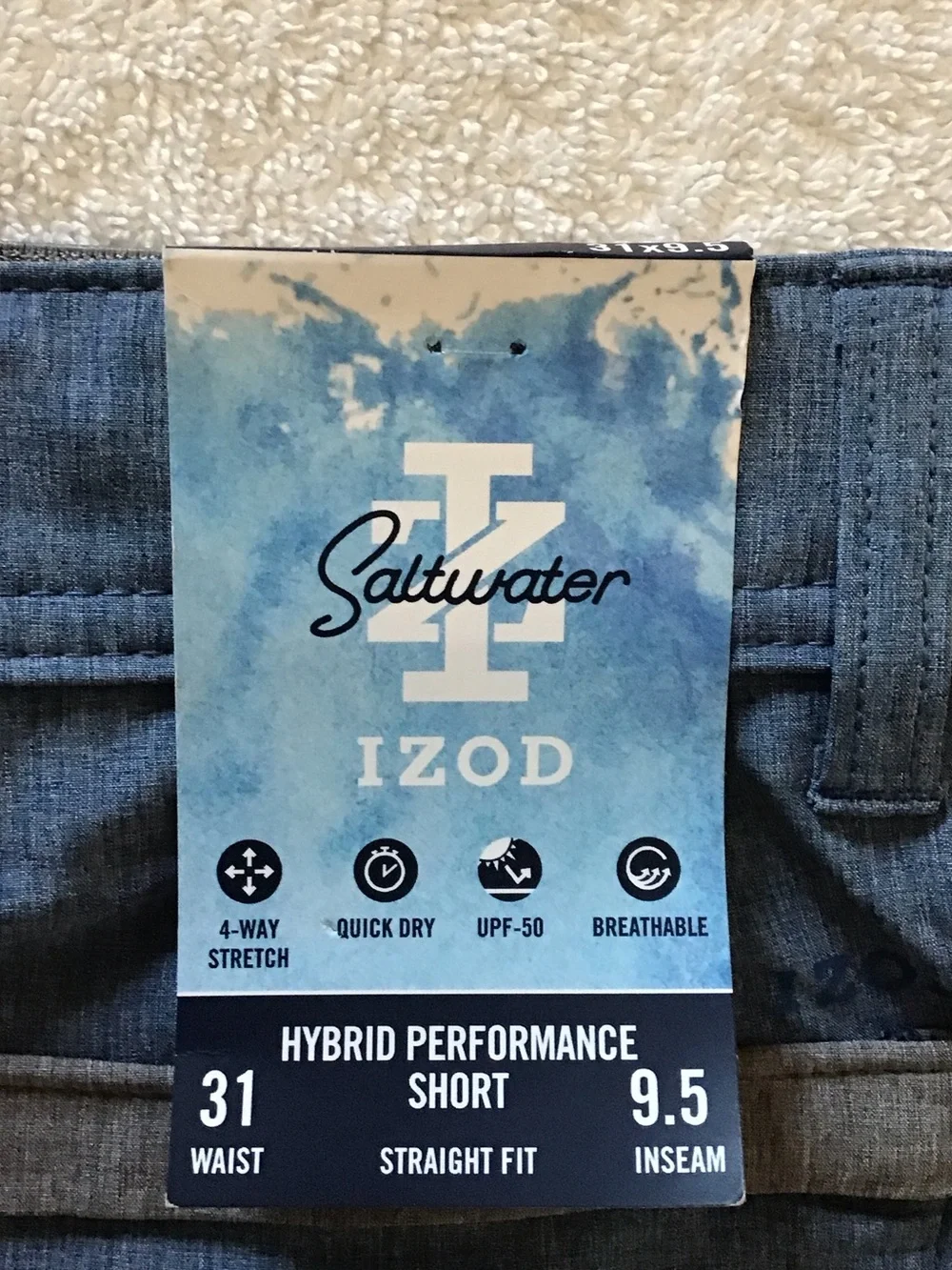 Izod Men's Chambray Blue Swim Trunks Size 31 Waist NWT
